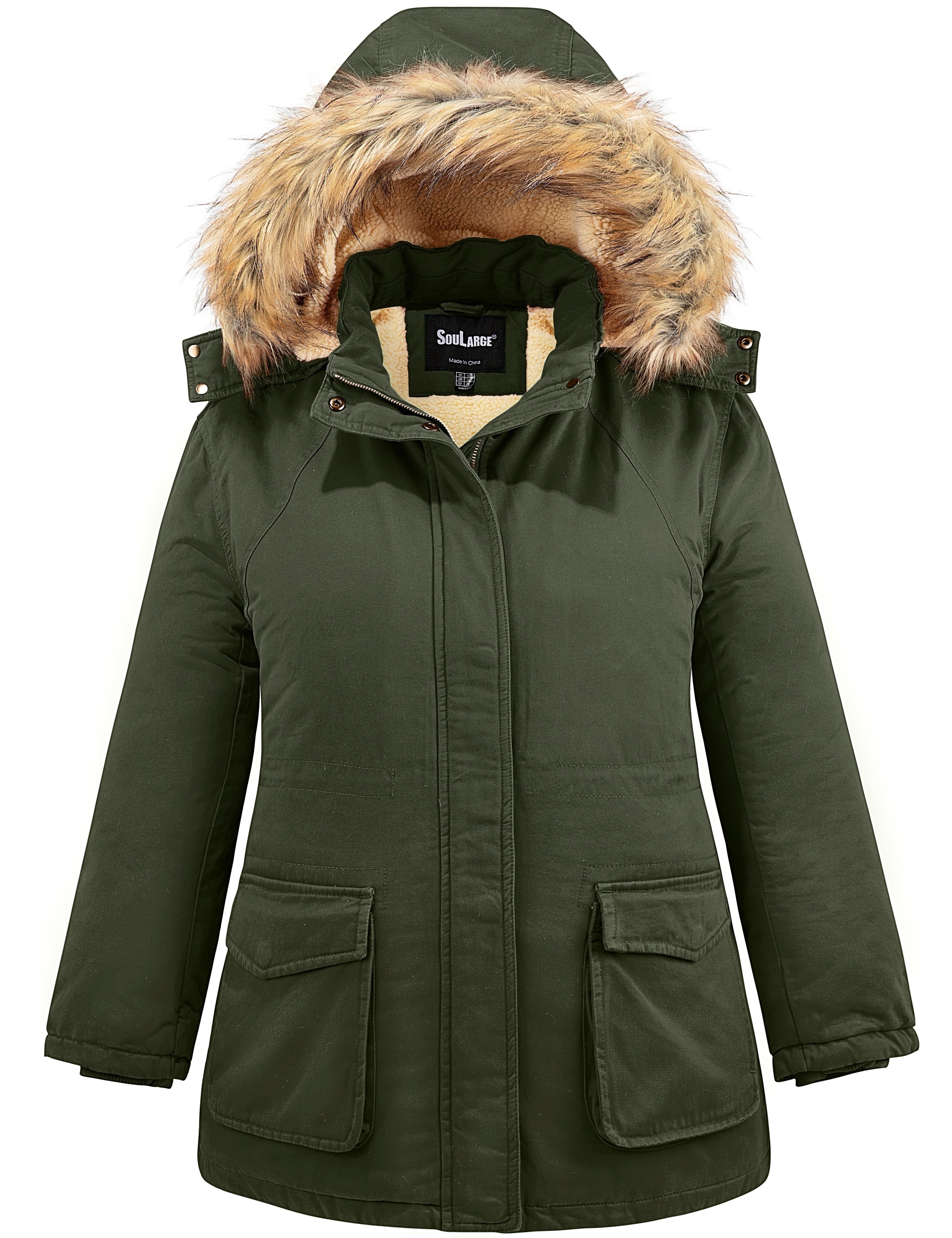 Women's Plus Size Puffer Jacket Quilted Winter Coat Warm Hooded Winter Jacket Army Green 3X